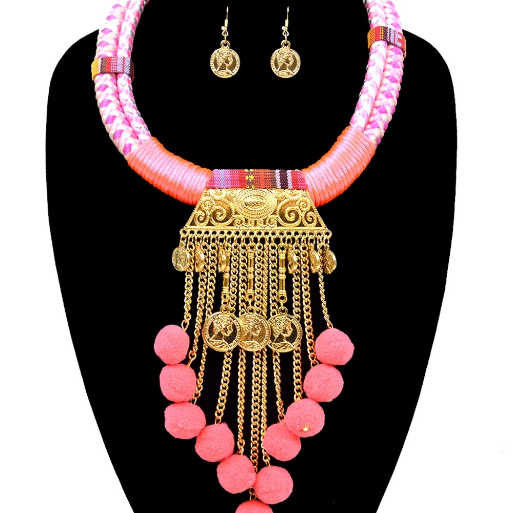 Pink Pom Necklace
